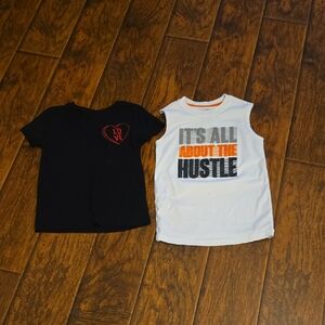 Wonder Nation Black Tee with Heart and White Hustle Tank